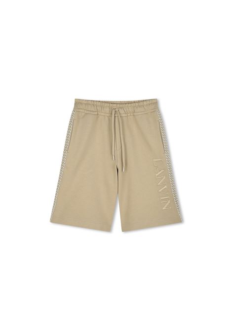 Beige Shorts with Logo and Curb Motif LANVIN ENFANT | N30229222